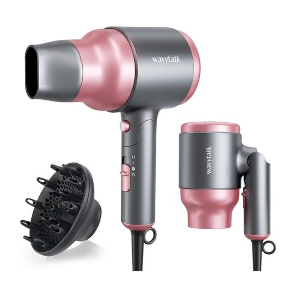 Portable Hair Dryer with Diffuser, Foldable Mini Hair Dryer